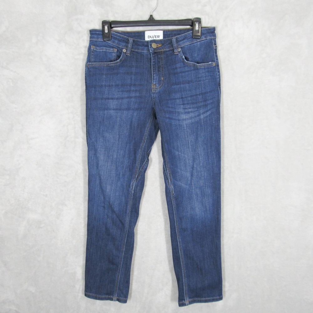 DUER Performance Denim Jeans Women Size 27x28 Slim Fit Stretch Dark Wash